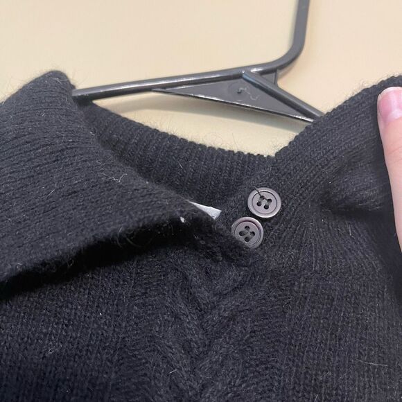 Crystal Sportswear Vintage Lambswool Angora Rabbit Black Collar Sweater Large - Picture 6 of 7